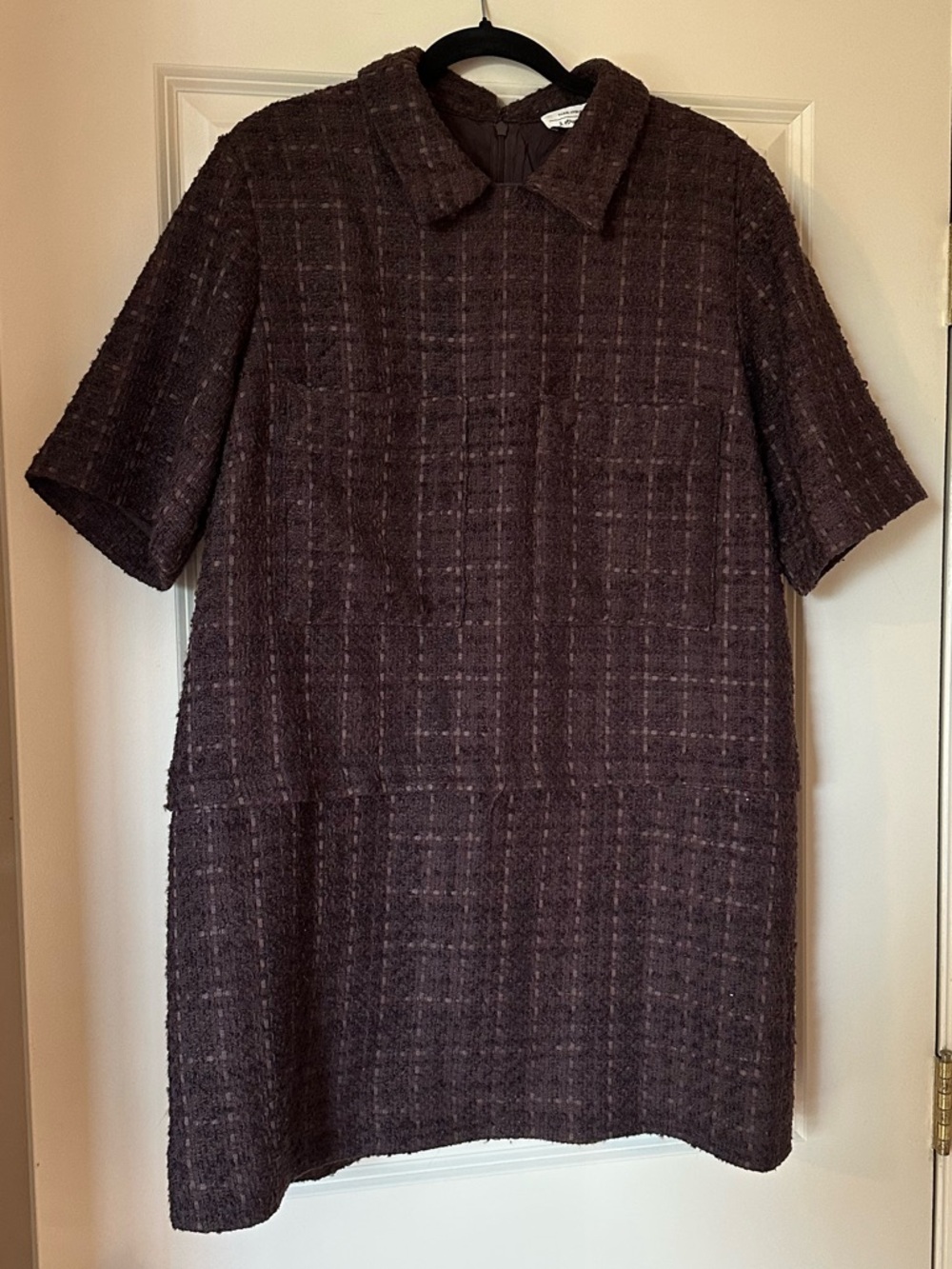 & Other Stories Brown Textured Tweed Short-Sleeve Dress